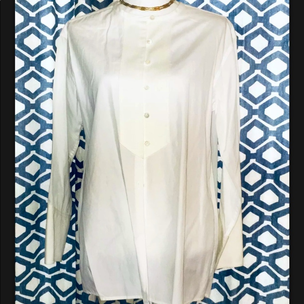 Vtg 80s 90s lagenlook tuxedo blouse